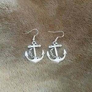 Silver anchor earrings